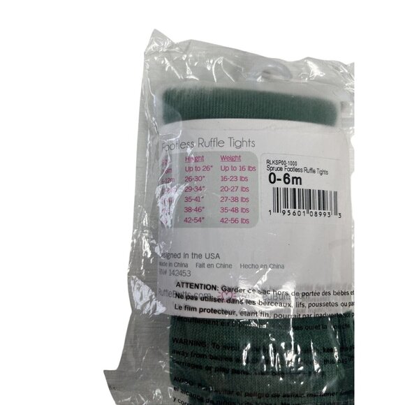 Ruffle Butts Infant Footless Tights Spruce Green Size 0-6 Months New - Picture 3 of 4